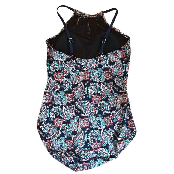 Dreamsuit by Miracle Brand 1 Piece Paisley High Neck Slimming Swimsuit  Size 14 - Picture 4 of 8